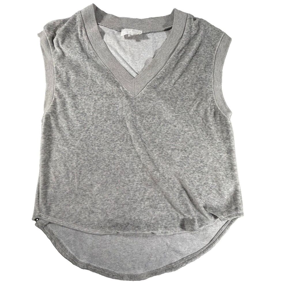 Heroine Sport Gray Ribbed V-Neck Sleeveless Sweatshirt Vest / Muscle Tee Size M